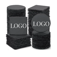 Sous-verres carrés en ardoise noire faits à la main, écologiques, motif floral, anti-rayures, pour table basse, vente en gros
