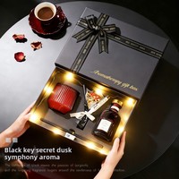 Coffret cadeau de bougies aromatiques à la rose en cire de soja artisanale de luxe, parfum d'ambiance noir, cadeau pour anniversaire, Saint-Valentin