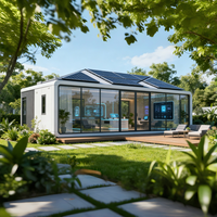 Maison préfabriquée de luxe avec panneaux solaires et piscine |   Villa intelligente en structure acier écologique et imperméable