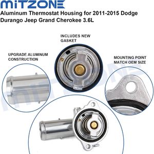 Conjunto de carcasa de termostato de aluminio para Dodge Durango Grand Cherokee Wrangler JK 2011-2015 con junta y tornillo - Product Image 4