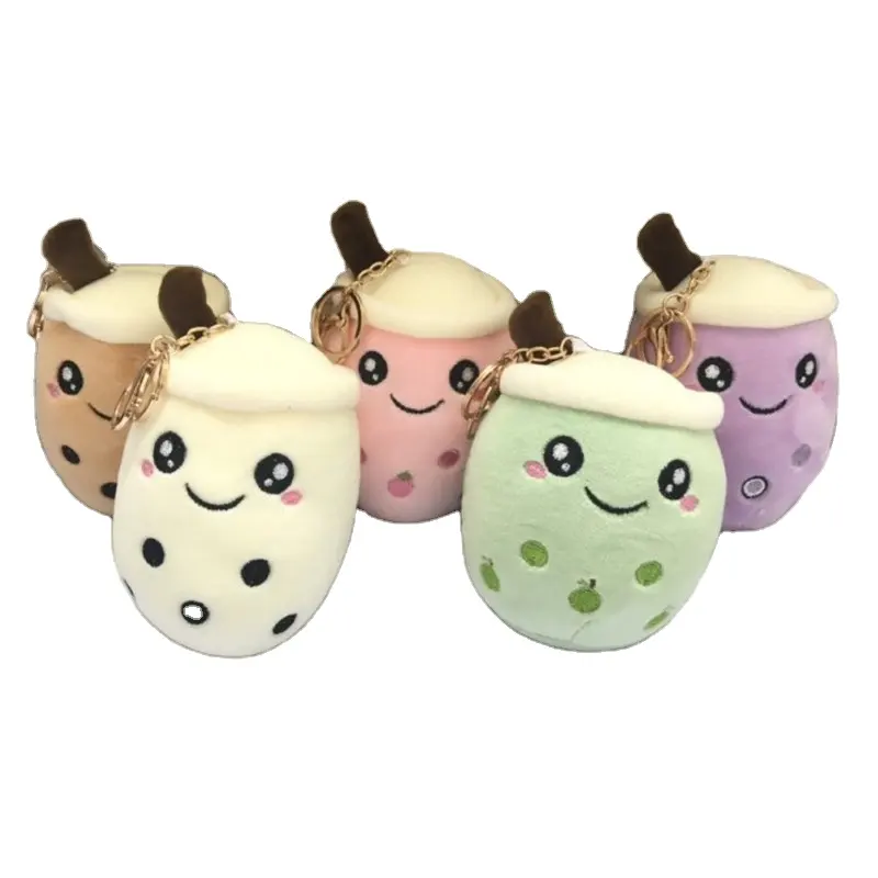 Boba Tea Almohada de felpa Burbuja Té Taza de felpa Almohadas en forma de Boba Bubble Tea Llavero Mini Boba Animal de peluche Pequeño para billetera Bac