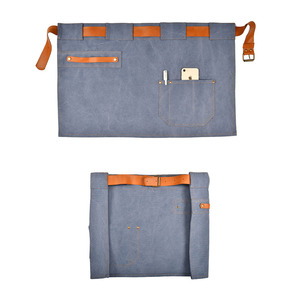 Delantal de cintura de mezclilla <span class=keywords><strong>vintage</strong></span> resistente de alta calidad Medio estilo de camarero/<span class=keywords><strong>camarera</strong></span> de mezclilla con correa de cuero - Product Image 1