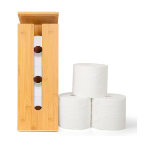 Bamboo Toilet <b>Paper</b> Holder Rectangular Free Standing Wooden Desktop Storage Box For Home Bathroom <b>Kitchen</b> Hotel Restaurant - Product Image 1