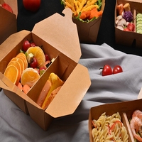 SenAng Dossiers en papier kraft personnalisés pour emballage de beignets, pâtisseries et gâteaux, boîte à lunch écologique à 2 compartiments pour aliments pour bébés et chips
