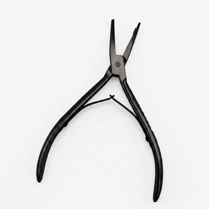 High Quality <b>Titanium</b> <b>Black</b> Color Micro <b>Ring</b> Hair Extension Tools Reusable Steel Square Tip Plier Hot Selling OEM Custom Logo - Product Image 1