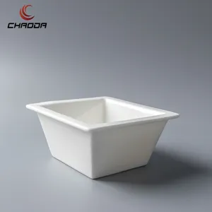 Простые белые квадратные керамические тарелки и тарелки для ресторанов и отелей, 4-дюймовая фарфоровая чаша