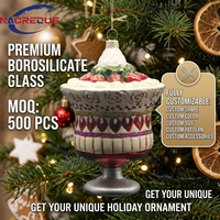 Produsen Hiasan Natal Kaca Bentuk Sundae, Karangan Bunga, Grosir, OEM, Kustom, Dekorasi Pohon Natal, Tema Permen, Hadiah, Ornamen Borosilikat