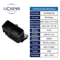 Connecteur d'unité de commande moteur 64 broches 2209129-1, angle droit 90 degrés, pas de 2,5-3,7 mm, 13A 14V, PBT UL94 V-0, IATF16949, OEM d'usine