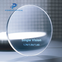 Verres de lunettes unifocaux en résine Pioneer Optical 1.499/1.56/1.60/1.67/1.74 Blue Cut HMC, double couche, anti-UV420, 70/65mm