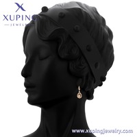 S00112362 Joyería XUPING, Pendientes Colgantes de Zirconia Redonda en Forma de Lágrima en Oro de 18K y Cobre - Joyería de Lujo para la Noche para Mujer
