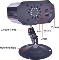 Projecteur laser 2-en-1 activé par le son, lumières LED RGB multicolores, DJ Disco Strobe, éclairage de scène pour hôtel, intensité réglable, ABS