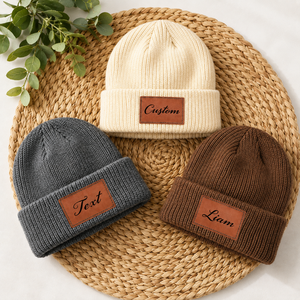 OEM Custom Logo <b>Western</b> Beanie Embroidery Leather Patch High Quality Rustic Unisex Wholesale Supplier Winter <b>Hat</b> - Product Image 4