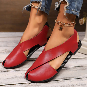 <span class=keywords><strong>Sandalias</strong></span> romanas huecas para mujer YT, novedad de verano 2025, zapatos planos de bloque de Color, <span class=keywords><strong>sandalias</strong></span> con punta cruzada a la moda 43 - Product Image 5
