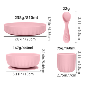 Assiette à <span class=keywords><strong>ventouse</strong></span> en silicone <span class=keywords><strong>de</strong></span> qualité alimentaire pour bébé, bol, tasse, vaisselle, <span class=keywords><strong>set</strong></span> <span class=keywords><strong>de</strong></span> repas pour enfants - Product Image 2