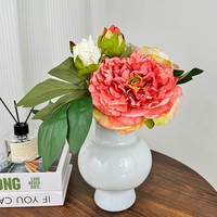Rose artificielle réaliste à 2 têtes avec bords brûlés, style nordique, décoration pour la maison et le bureau, pour Pâques et la remise des diplômes