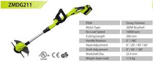 Batería de Litio Eléctrica Inalámbrica Sin Escobillas ZMDG 211 20V para Recortadoras de Césped, Desbrozadora de Grado DIY (Solo Herramienta) - Product Image 2