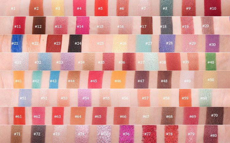Tableau des couleurs #1-80