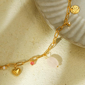 Mode réglable dames 18k pierre naturelle perlée collier de perles chaîne lien collier pour les femmes - Product Image 4