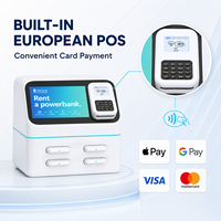 Nouveau produit 2026 : Station de recharge portable 4 emplacements pour banques d'alimentation partagées 5000 mAh, avec écran publicitaire et terminal de point de vente, pour ordinateurs portables et téléphones