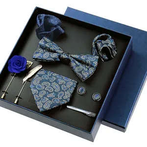 Men Butterfly Bowtie Silk Hankies Paisley Bow Tie Cuff Link 8 Pc Mens Ties And Pocket Square Set