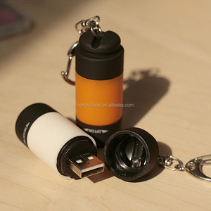Mini lampe torche portable d'urgence porte-clés logo personnalisé promotion cadeau lampe de poche rechargeable USB petite poche lampe torche LED - Product Image 3