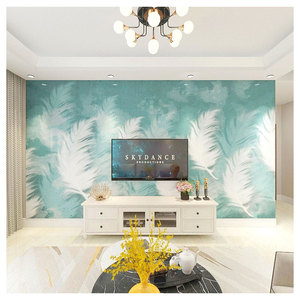 Tv fond mur papier peint maison Simple moderne papier peint salon plume personnalisé Mural Film et télévision revêtement mural 3d - Product Image 5