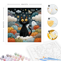 CHENISTORY Peinture par numéros DIY, cadeau d'Halloween, tableau sur numéros, chat noir, peinture acrylique par numéros pour adultes, cadeau DIY