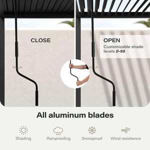 Pergola bioclimatique d'extérieur étanche Pergola de jardin d'extérieur à ouverture électrique en aluminium avec lumière LED - Product Image 4