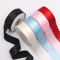 Ruban de luxe en polyester imprimé à pois fins, largeur 2,5 cm, simple face, pour nœuds papillon, emballage cadeau DIY, bouquets de fleurs