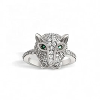 Anneaux en argent sterling 925 plaqués or fin personnalisés Maimang, micro-pavés de zircon, tête de léopard, diamants, panthère, animal