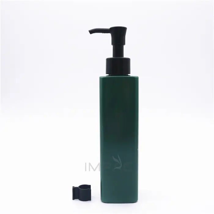 Hautpflege beliebte quadratische Boden Türkis Shampoo Flasche Gel Flasche mit Pumpe 200ml