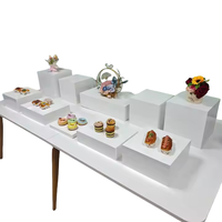 Buffet Acrylique Table À Manger Vertical Tube Cube Circulaire Affichage Imbriqué Vertical Tube Carré Alimentaire Base Boîte Affichage Blanc