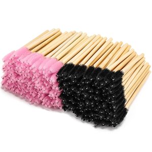 50 brosses à mascara jetables avec manche en bambou, poils en nylon, applicateur de cils, brosse à sourcils, emballage en sachet OPP - Product Image 1