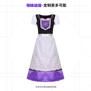 Costume d'Oktoberfest pour femmes, ensemble de robe Dirndl violette avec tablier et manches bouffantes pour le festival de la bière, déguisement fantaisie, taille adulte - Product Image 4