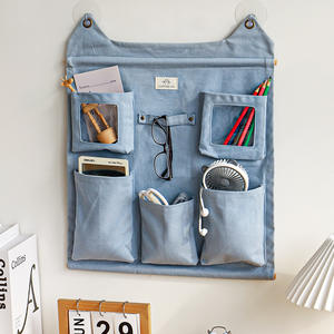 Bolsa de almacenamiento para montar en la pared con diseño de gato durmiente, organizadores de múltiples bolsillos 3D de lino y algodón para cosméticos, libros, artículos diversos, uso en el hogar y la oficina - Product Image 1