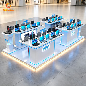 Kioscos Personalizados <span class=keywords><strong>de</strong></span> Madera para Exhibición <span class=keywords><strong>de</strong></span> Celulares, Mesa Multi-Unitaria para Exhibición <span class=keywords><strong>de</strong></span> Laptops con Luz LED Azul - Product Image 1