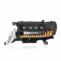 Phare avant projecteur LED dynamique à quatre faisceaux avec feux de jour (DRL) pour Toyota Land Cruiser LC200 2016-2021