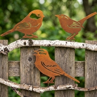 Nuevas Decoraciones de Jardín de Pájaros de Metal Oxidado, Adornos Rústicos de Pájaros para Cercas de Patio Exterior, Artesanía de Hierro Hecha a Mano al por Mayor