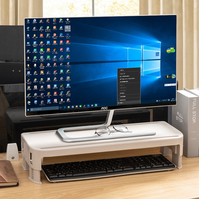 Keyboard Hidden Storage Plastic Monitor Riser Laptop Stand Desktop Organizer Portable Acrylic PC Monitor Holder Desk Stand
