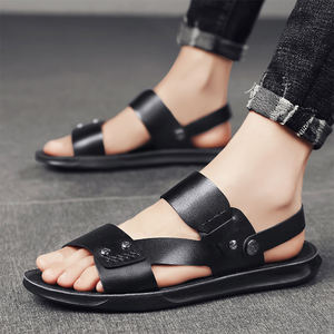 Men's Casual Flat Sandals Anti-slip Pu leather Comfortable Men's Slippers Outsole Slip-On Closure casual walking Style <b>shoes</b> - Product Image 4
