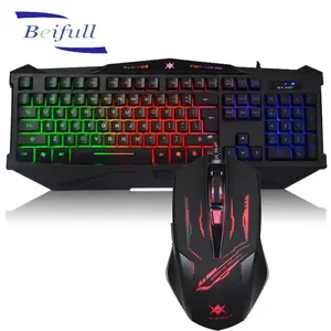 Original brand private mode Colorful LED light USB gaming Keyboard mouse Combo online