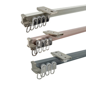 Rail de rideau incurvé en alliage d'aluminium, blanc argenté, design moderne, pour baie vitrée, balcon, en forme de L, en forme de U, flexible, silencieux - Product Image 4