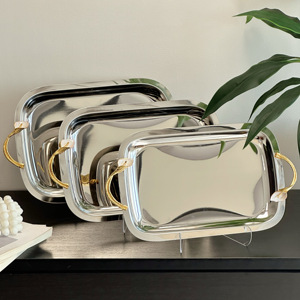 Usine En Gros Ramadan Rectangle Art <span class=keywords><strong>Déco</strong></span> Nature Morte En Métal Artisanat Décoratif Plateaux De Service pour Un Usage Domestique - Product Image 1