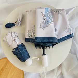 Paraguas Plegable Portátil de 3 Secciones, Manual y Automático, Protección UV, para Sol y <span class=keywords><strong>Lluvia</strong></span>, con Estampado Floral, Personalizado para Mujer - Product Image 4