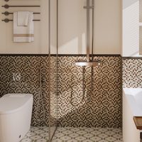 Mosaïque de verre mélangée pour murs de cuisine et salle de bain, carreaux de mosaïque de verre brillants verts multicolores pour piscine