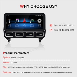 Système multimédia de navigation GPS autoradio Android Navihua 12,3 pouces pour Mercedes Benz ML GL W166 X166 NTG 4.5 Lecteur multimédia - Product Image 2