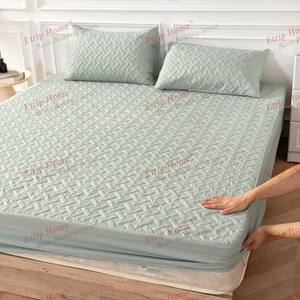 Set seprai empuk antiair kustom, sarung kasur quilt pelindung hati, sprei tahan air atau seprai pas - Product Image 1