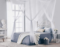 Moustiquaire de lit rétractable en polyester à 2 supports, sans installation, pour chambre à coucher, vente en gros