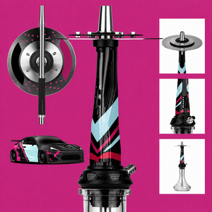 Chicha de style course haut de gamme en acier inoxydable de 52 cm, avec base en verre et un seul tuyau, coffret cadeau, ensemble complet pour bars et salons, vente en gros - Product Image 2