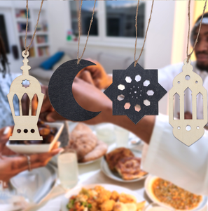 DAMAI Eid Muslim Decor Moon Festival Ornaments DIY Hollow Wooden <b>Star</b> Moon Castle Lantern <b>Hanging</b> Supplies for Home Door Decor - Product Image 2